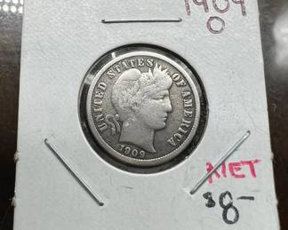 1909-O Silver Barber Dime