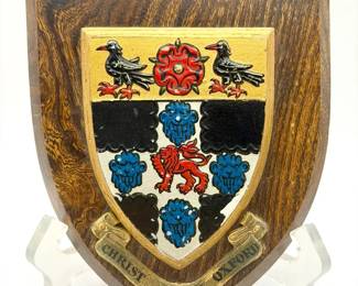 Christ Church, Oxford Coat Of Arms Wall Plaque With Note
