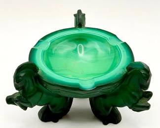 1930's H.Hoffmann Bohemian Art Deco Malachite Glass Ashtray