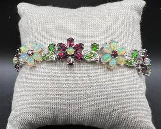 7.5” Sterling Silver Flower Bracelet 925 with Safety Clasp