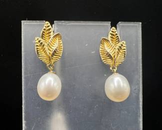 14K Gold Pearl Drop Earrings — Fine Jewelry from Israel