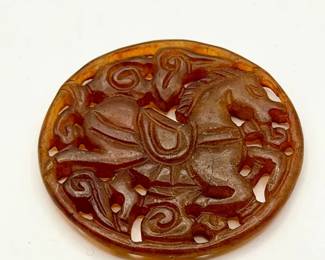 Vintage Antique Chinese Heitan jade Jadeite Hand Carved Pedant