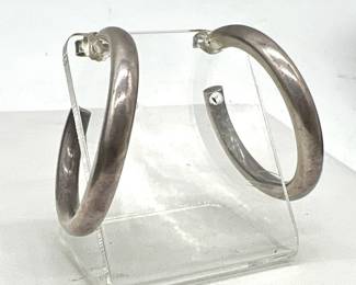 1.25” Sterling Silver Hoop Earrings — Jewelry Stamped 925