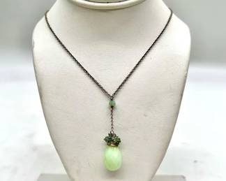 Sterling Silver Sparkling Faceted Drop Necklace