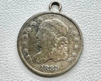 1835 Half Dime Coin Pendant Jewelry