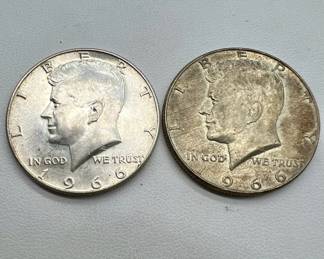 (2) Silver JFK 1966 Kennedy Silver Halves