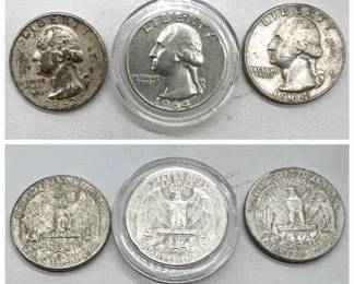 (3) Silver Washington Quarters 1962-1964