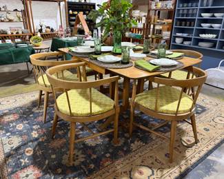 Beautiful vintage dining table with insert plus six chairs