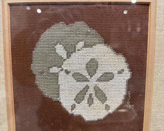 embroidered framed vintage art