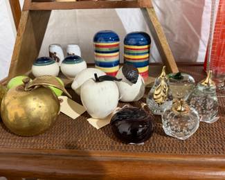 Brass and glass fruit / apples