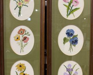 embroidered vintage flower art