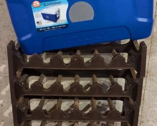 Plastic Wine Rack And Igloo Cooler
