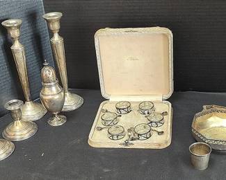 03 Sterling Candlesticks and Serving Pieces
