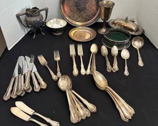 Vintage Collection Of Silver Plateincluding WM Rogers Oneida Flatware
