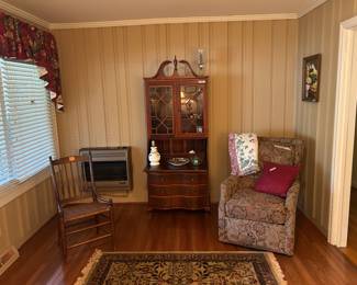 Swivel chair , antique secretary, antique side chair with cane bottom