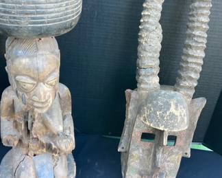 A Dogon Walu Mask from Mali and a Yoruba of a Divination Bowl