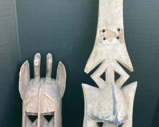 Two Old Wooden Tribal Masks