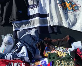 Large Lot Of Jerseys, Sports TShirts, Hats, And More