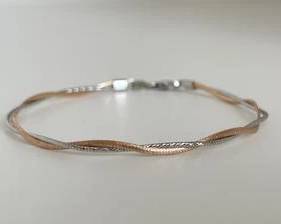14K White & Rose Gold Twist Design Bracelet 7 1/2" (3.7 Grams)