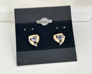 14K gold with Tanzanite or Amethyst & Diamond Accents Earrings (2 Grams)
