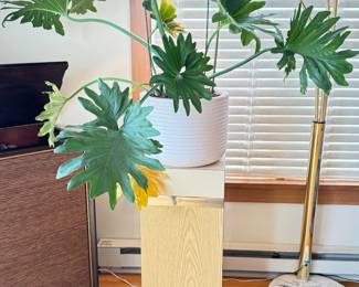 Plants available + Vintage wood postmodern pedestal
