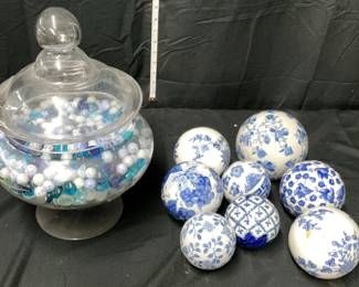 8 Chinoiserie Orbs Glass Apothecary Jar with Orbs