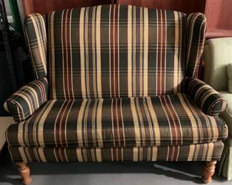 Broyhill Plaid Wingback Settee 