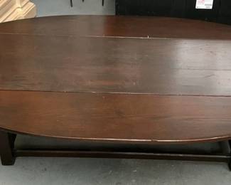 Dark Wooden Oval Drop Leaf Coffee Table