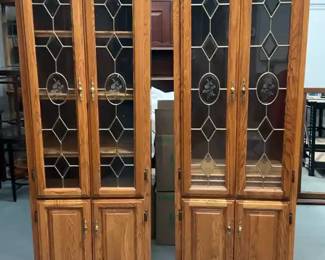 Pair of Oak China Cabinets