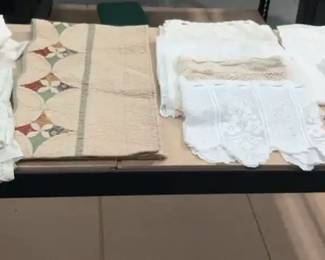Collection of Lace Valances, Tablerunners, Curtains