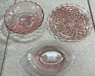 3 Piece Pink Glass Collection 