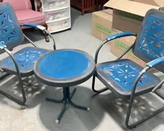  05 Vintage Bunting Glider Company Patio Chairs Side Table