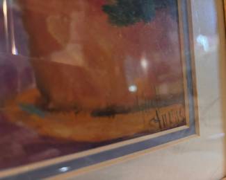 Framed & Matted Potted Violets Still Life Print by Yvette Sturgis