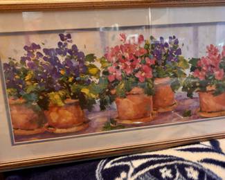 Framed & Matted Potted Violets Still Life Print by Yvette Sturgis