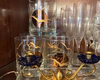 Set of 8 Culver Antiqua Pattern Lowball Glasses