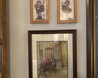 Framed & Matted Print "Spring Flowers" by Norman Rockwell, Hummel Prints