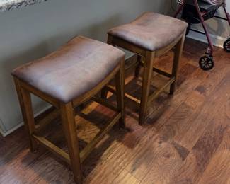 #68	Set of 2 Barstools w/Brown Suede Top - 24" Seat Height	 $40.00 
