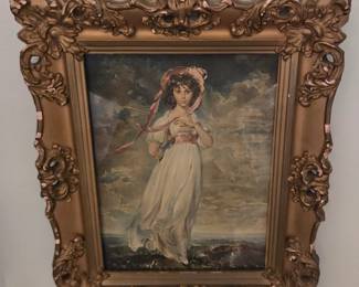 #47	Set of Blue Boy and Girl Gainsborough in ornate Gold Frame Colonial Art - 13x16 - sold as a pair	 $40.00 
