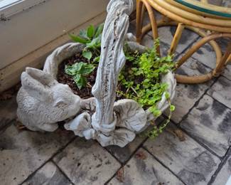 #63	Concrete Rabbit w/Green Plant Inside in a Basket - 17x17	 $30.00 

