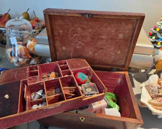 #102	Antique Wooden Sewing Box w/inside Tray	 $20.00 
