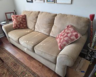 #5	Beige Sofa w/attached Cushions - 88" long	 $250.00 
