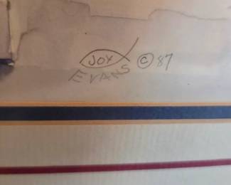 #46	Water Color Artwork by Joy Evans of Wall Shelf w/Florals - Local Recognized Artist - (orig. price $700)  40x30 - Matted - Covered in Plastic	 $125.00 
