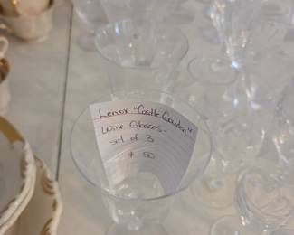 #81	Lenox "Castle Garden" Wine Glasses - Set of 3	 $50.00 
