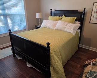 #1	Queen Size Black w/cane Headboard/Footboard & Wooden Side Rail - Slightly Distressed	 $325.00          #2	Sealy Posturepedic Pillow Top Queen Size Mattress/Box springs	 $150.00 

