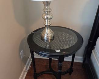 #3	Black Round Side Table w/Cane Center and Beveled  Glass Protect - 25x30 	 $75.00 
