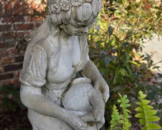 #53	Concrete Tall Fountain w/Lady and a Basket - You Move - 3 pieces - 52" Tall to top of Lady	 $75.00 
