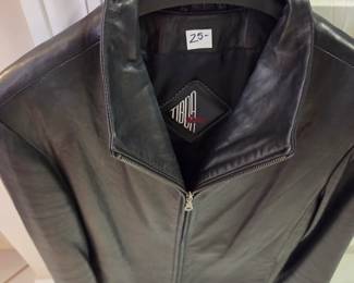 #133	Tibda Leather Jacket - Black - Size Petite Medium	 $25.00 
