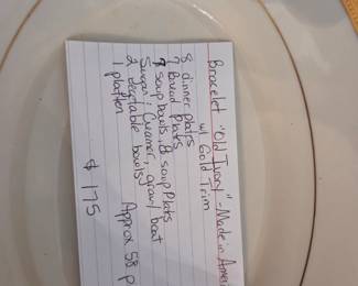 #83	Bracelet "Old Ivory" Made in America w/gold trim Mixed China Set - approx. 58 Pieces	 $175.00 
