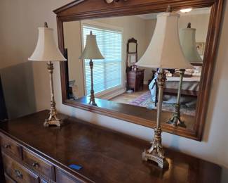 #22	Pair of Gold Painted Metal  Buffet Lamps - 32" Tall	 $60.00 
