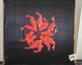 #104	Silk Cloth Hand-Stitched Coy Picture - not framed - 12x12	 $40.00 
